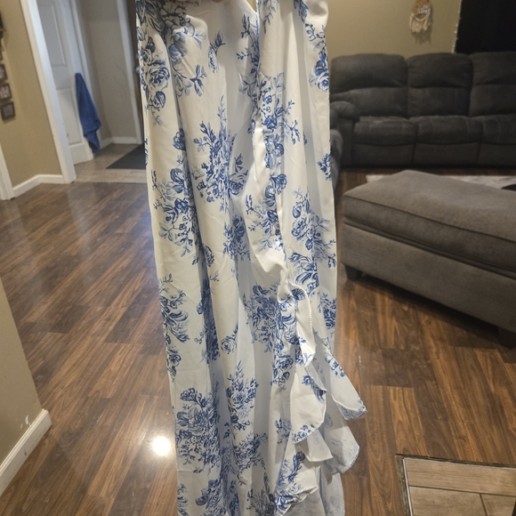 Floral Blue and White Maxi Skirt - Picture 2 of 2